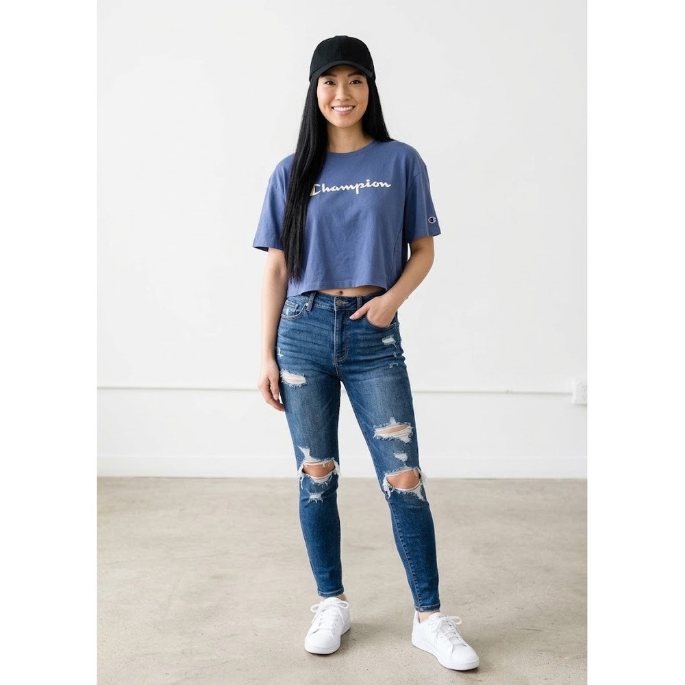 Champion Womens Logo Cropped Short Sleeve T-Shirt
